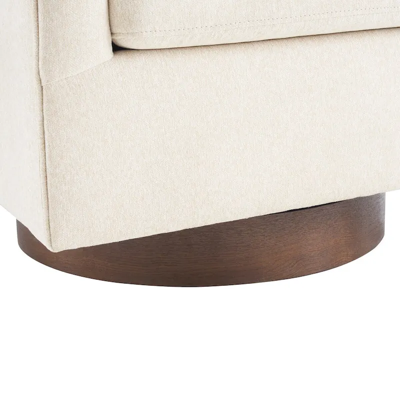 Modern Accent Chair Upholstered Fabric Living Room Swivel Barrel Armchair Wood Frame