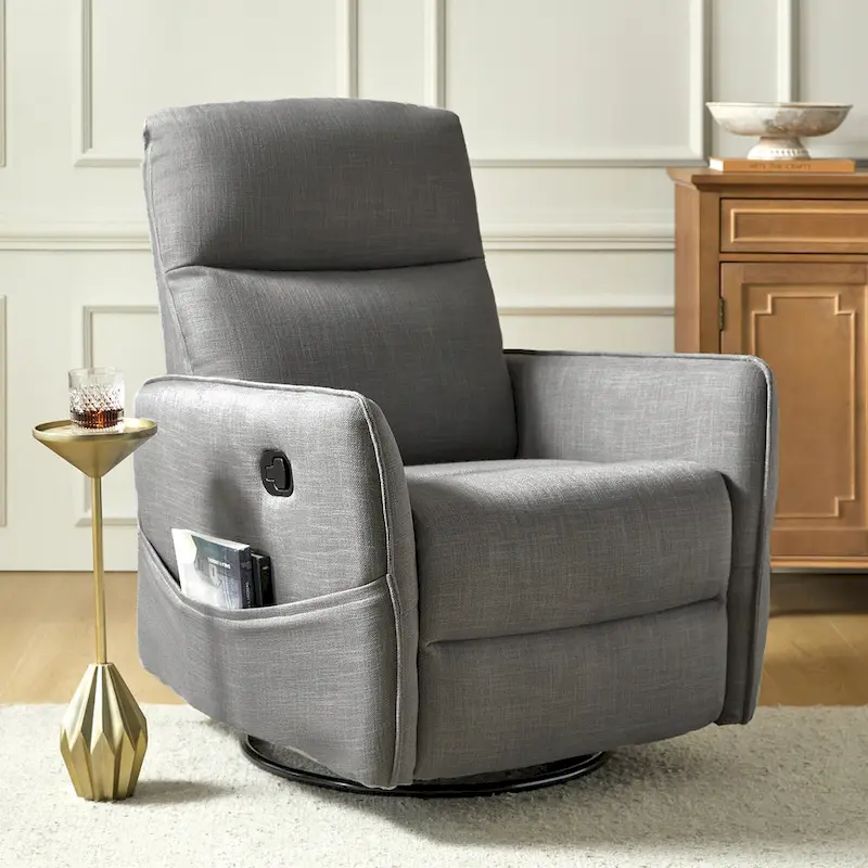 Curtis Rocker Swivel Recliner with Two Side Pockets by HULALA HOME