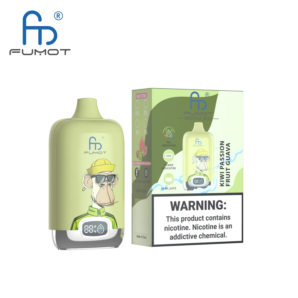 Fumot Digital Box 12000 Kiwi Passion Fruit Guava – Einweg-Vape mit Einzelverpackung