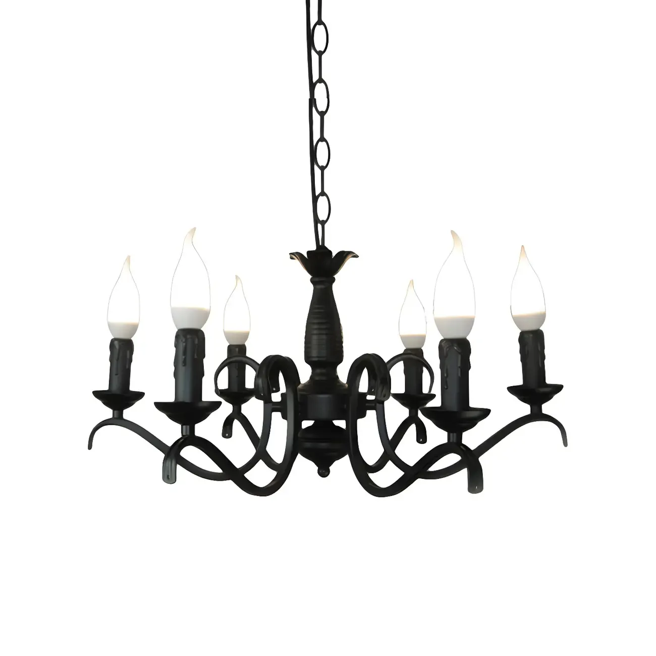 Industrial Black Metal Candelabra Chandelier