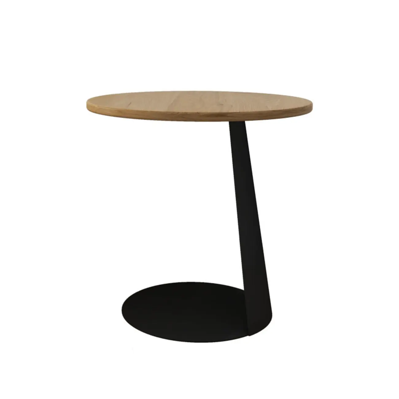 Modern Brown Ash Wood Round Chairside C Shaped Table