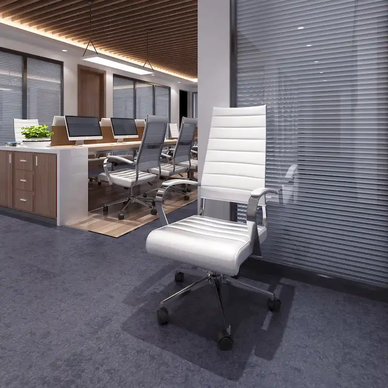 Modern High Back Office Chair Ribbed PU Leather Manager Tilt Conference Room Computer Desk Boss Task Executive Boss