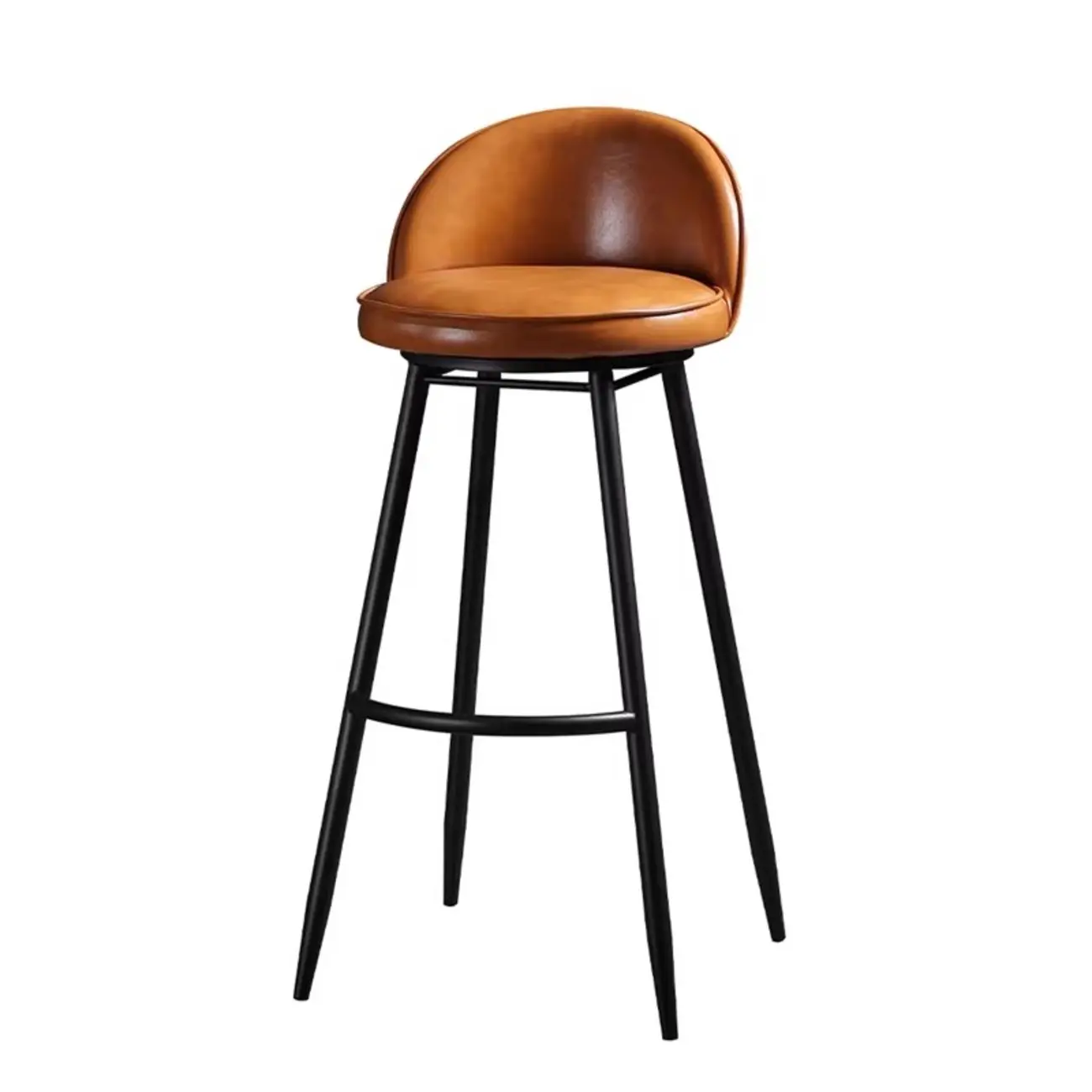 Industrial Counter Height Leather Swivel Bar Stools