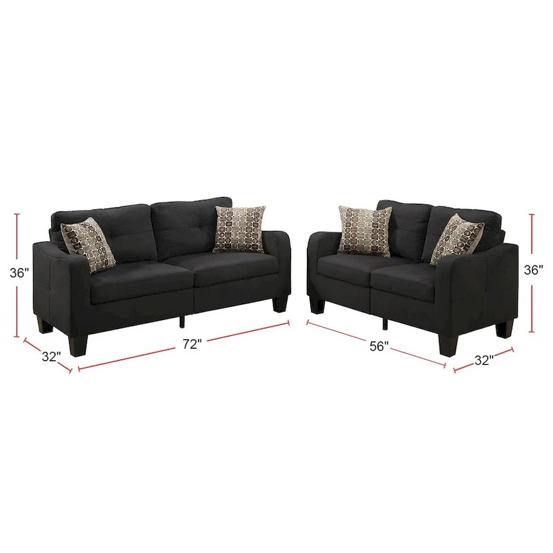 2 Piece Sofa Set with Accent Pillows