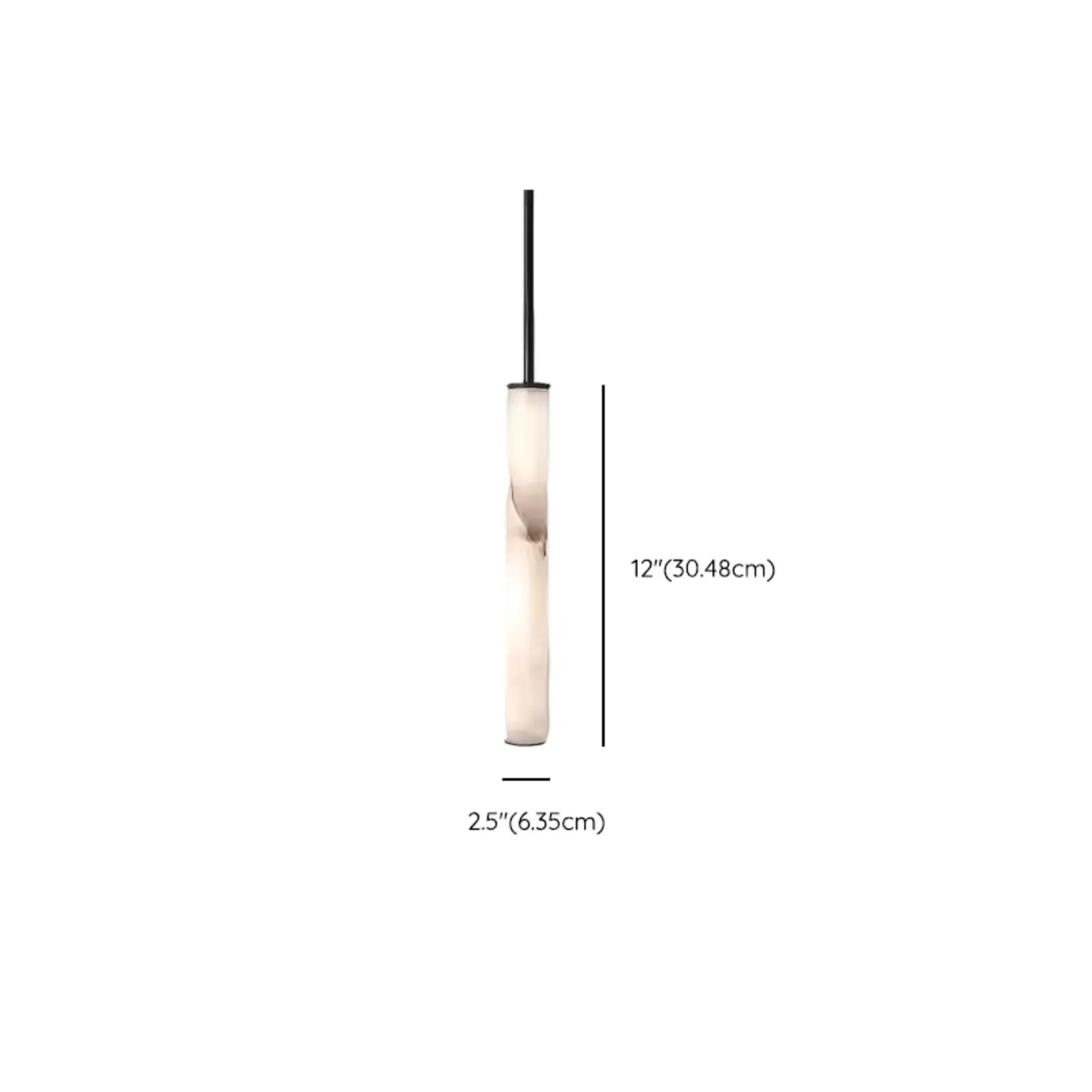 Modern Black Metal Alabaster Cylinder LED Pendant Light