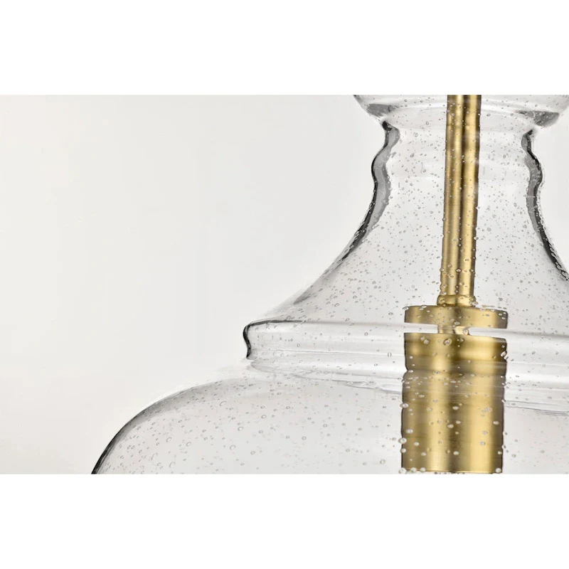 Tasio Brass Pendant Light with Clear Decanter Glass Shade