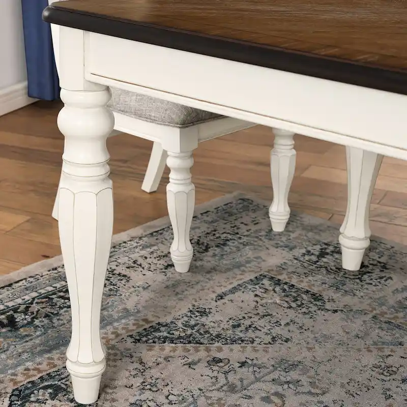 Roundhill Furniture Belleza French Country Dining Table, Antique White and Weathered Oak Finish