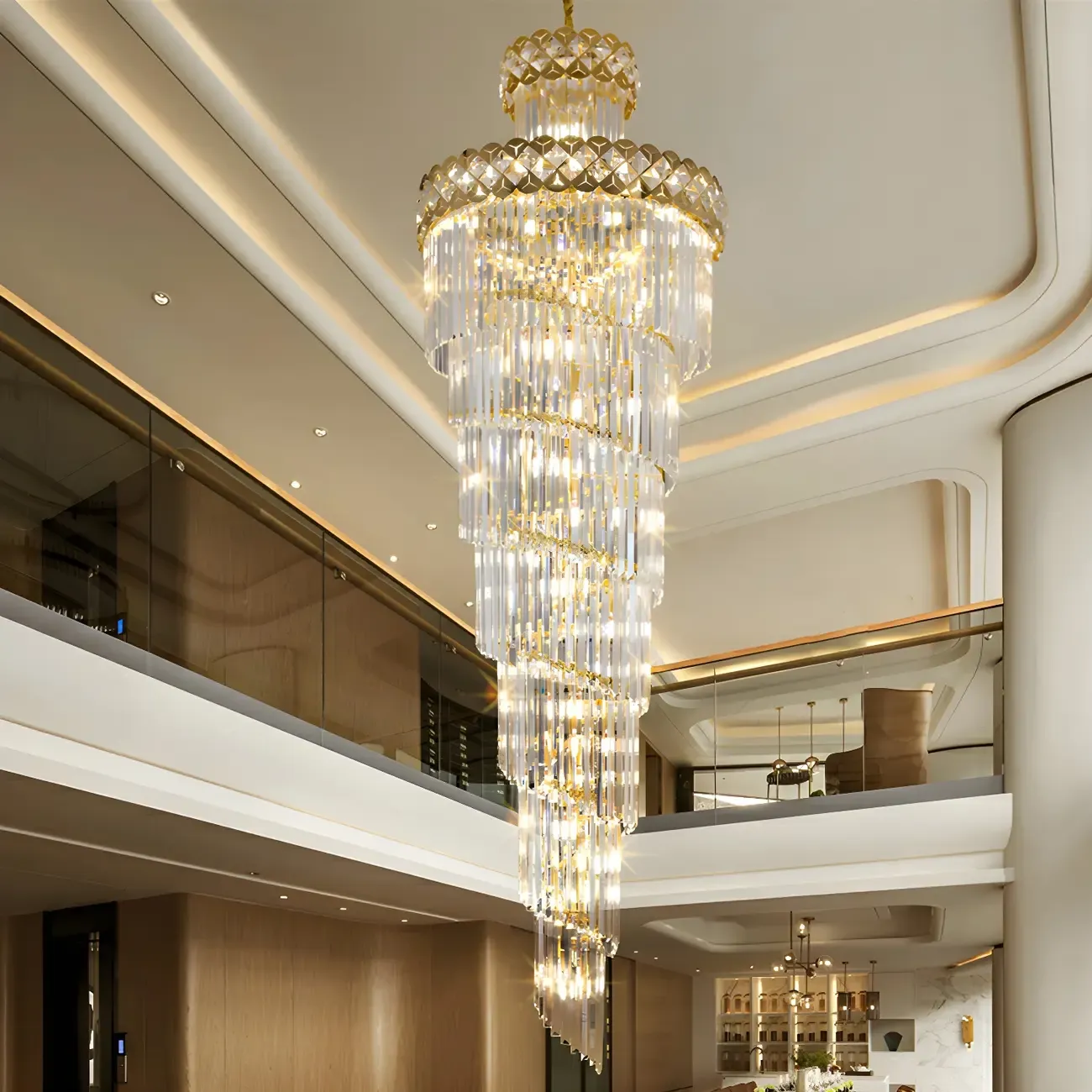 Luxurious Spiral Tiered LED Crystal Chandelier