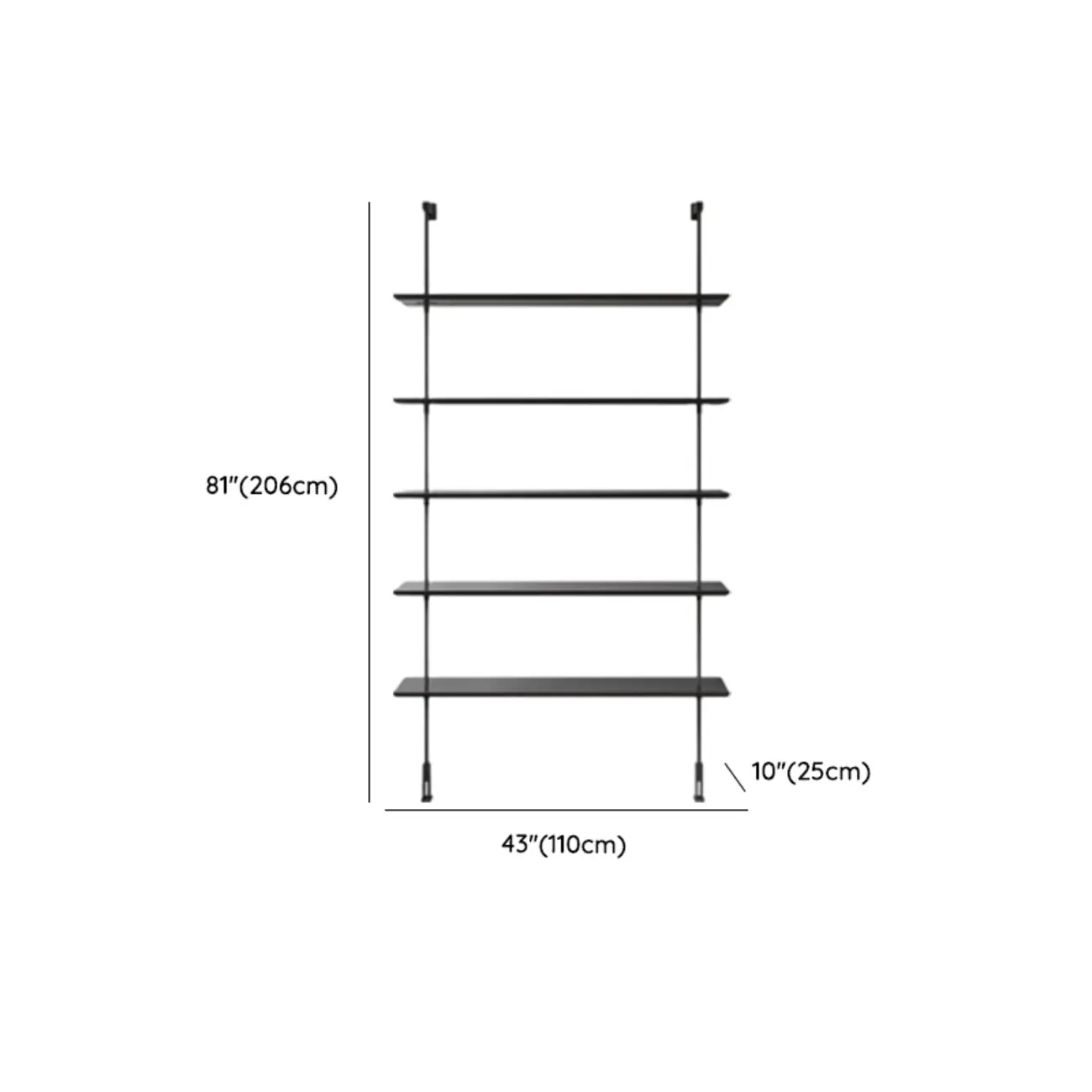 Industrial Black Wood Modular Wall Shelving System Bookshelf