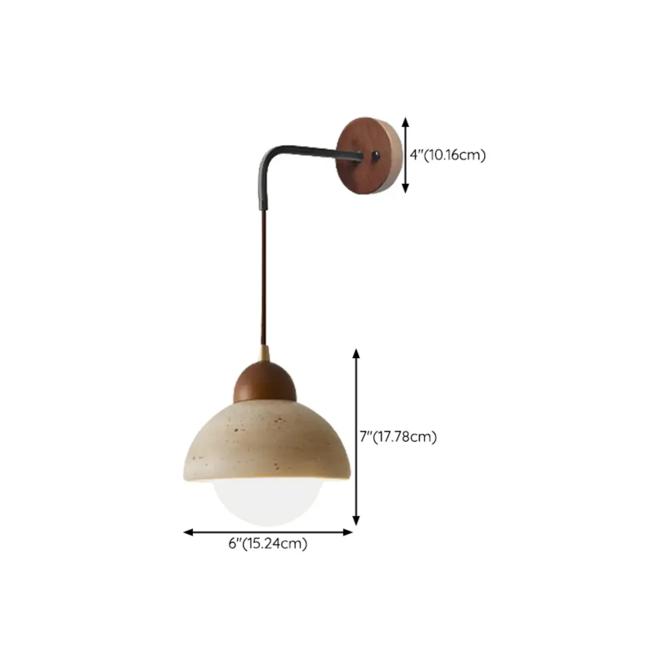 Rustic Brown Wall Sconce with Beige Sintered Stone Shade