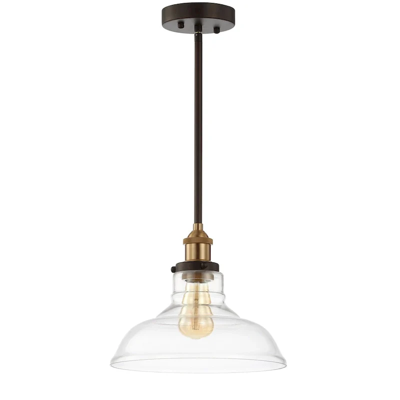 SAFAVIEH Lighting Gemma Adjustable 1-Light Led Dark Grey Pendant - 11  W x 11  D x 16.5-46.5  H