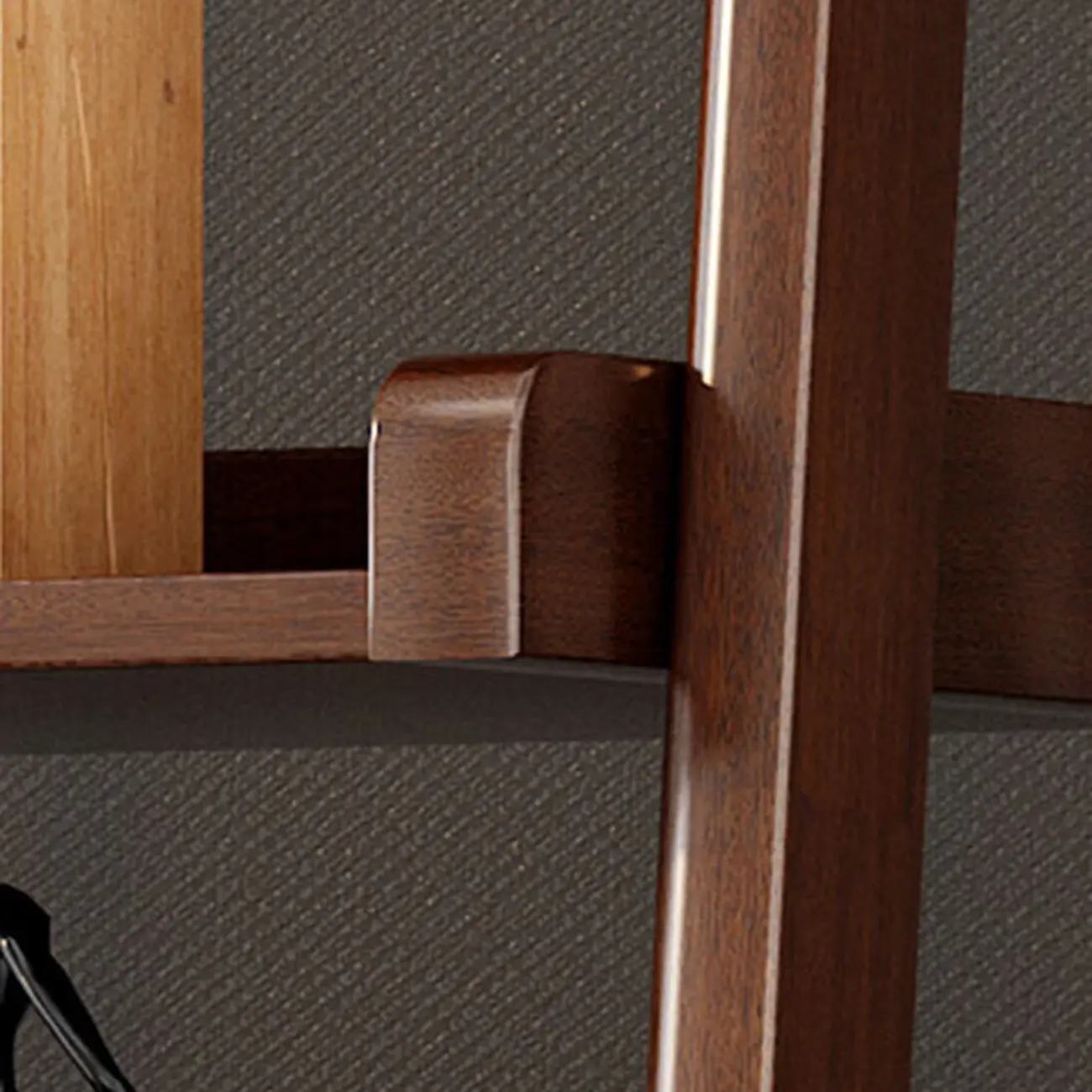 Narrow Modern Rubberwood Ladder Bookcase Open Back