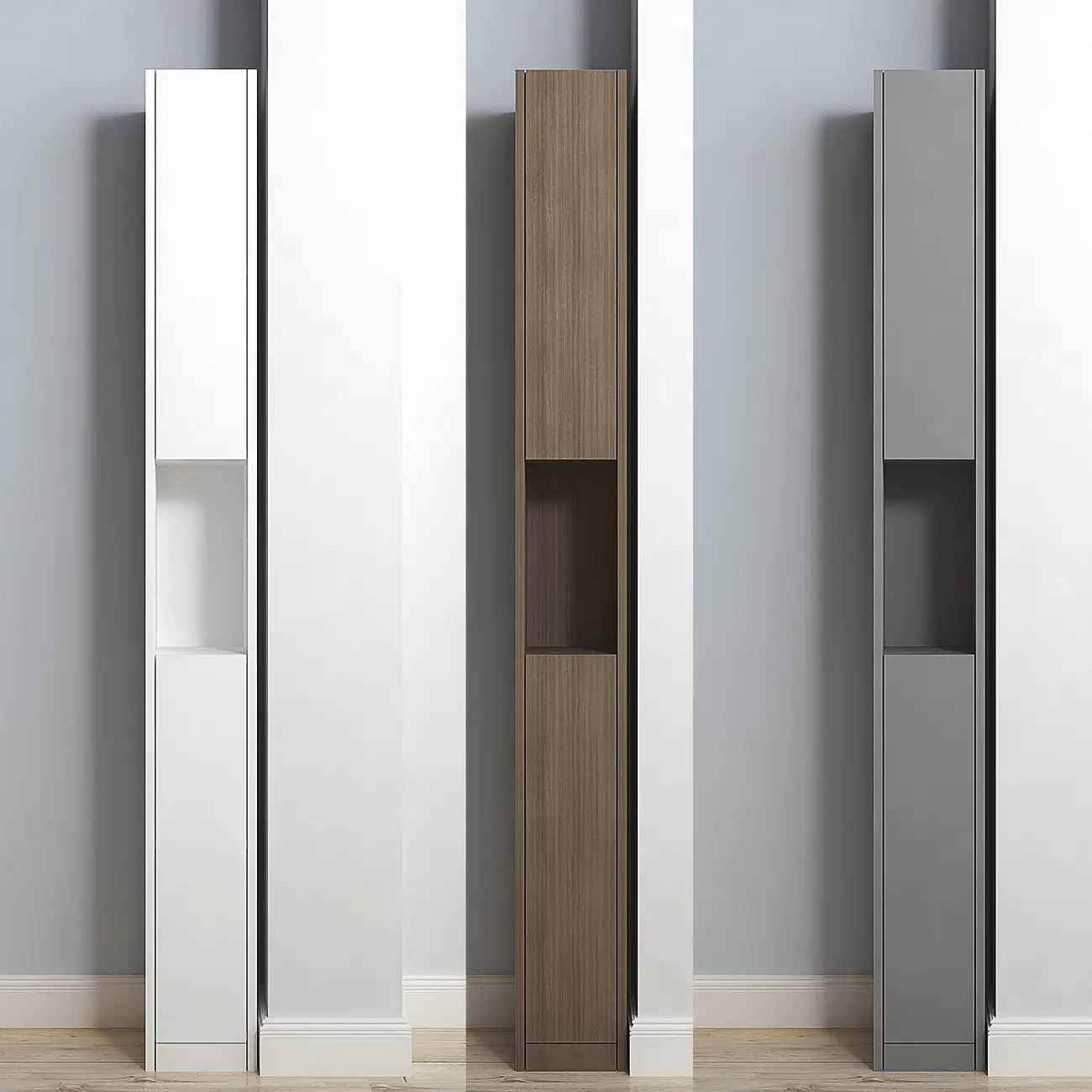 Sleek Modern Rectangle Lumber Tall Shelf Display Cabinet