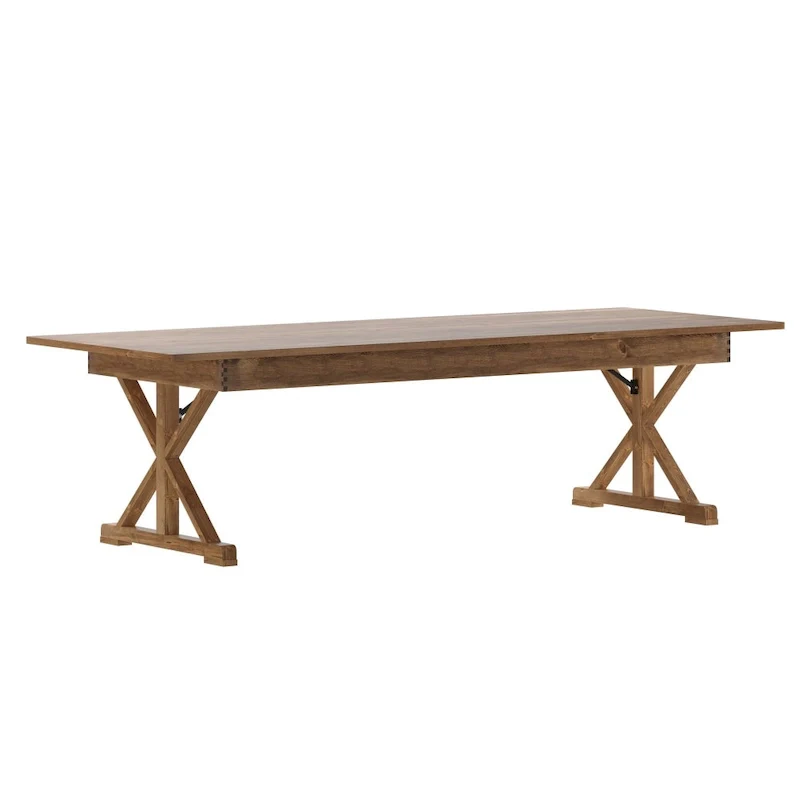 Solid Pine Farm Dining Table with X-Style Legs - 9' x 40