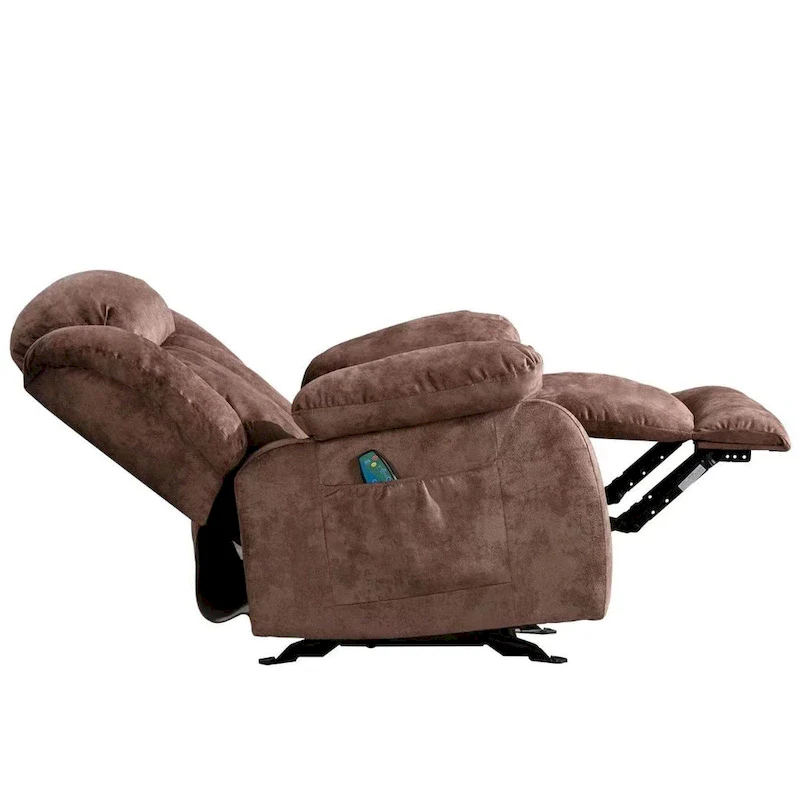 Soft Fabric Overstuff Manual Recliner with Massager and Heat
