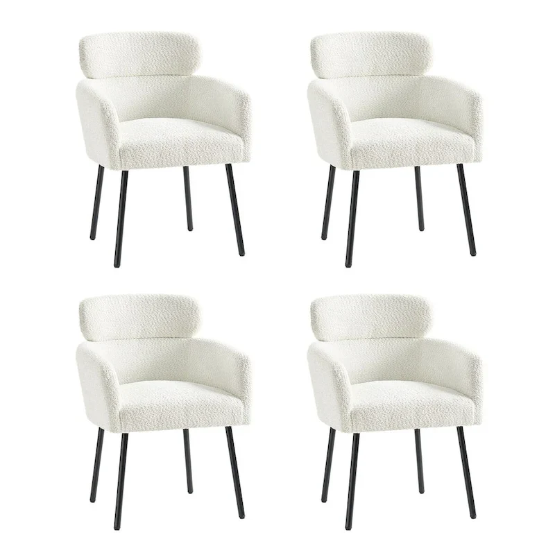 Amos Modern Boucle Dining Chair with Adjustment Feet Set of 4 by HULALA HOME