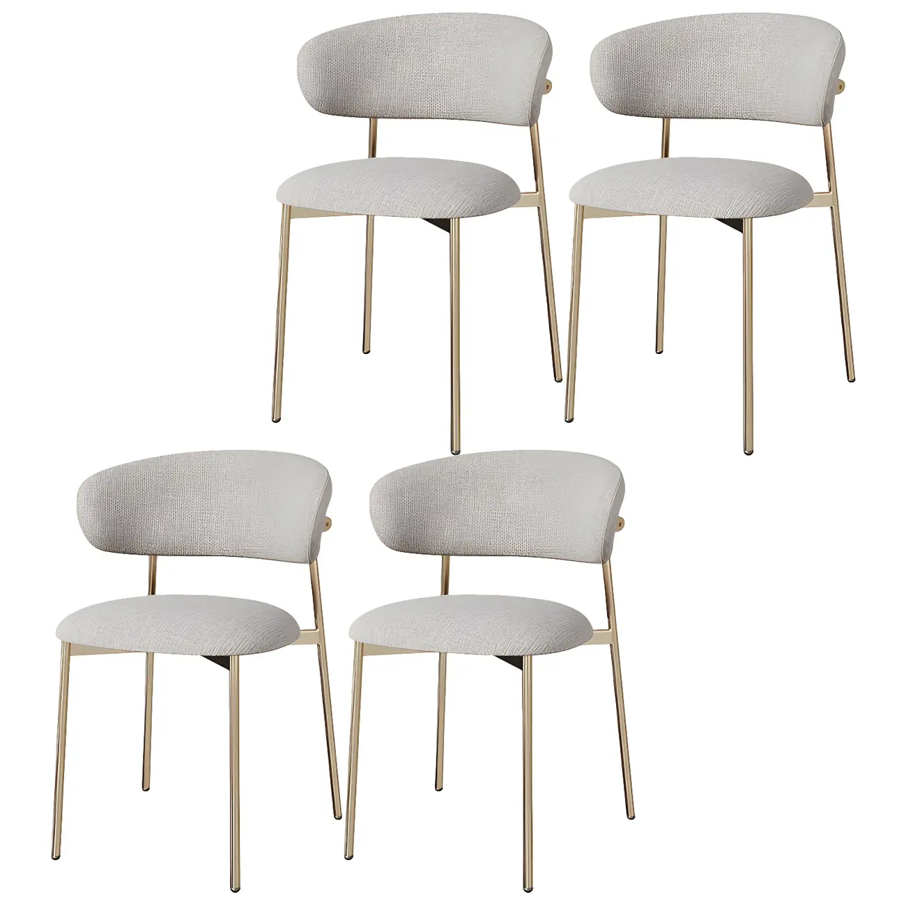 Scandinavian Velvet Upholstered Dining Room Chairs Set of 4