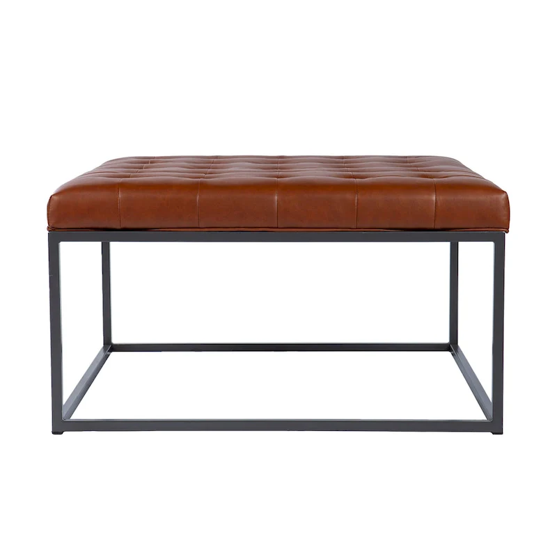 SEI Furniture Healy Faux Leather Tufted Ottoman