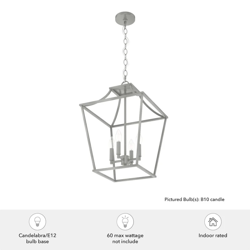Hunter 15  Laurel Ridge 4-Light Lantern Pendant - Kitchen Island, Dining Room, Entry - Candle, Modern Farmhouse, Industrial
