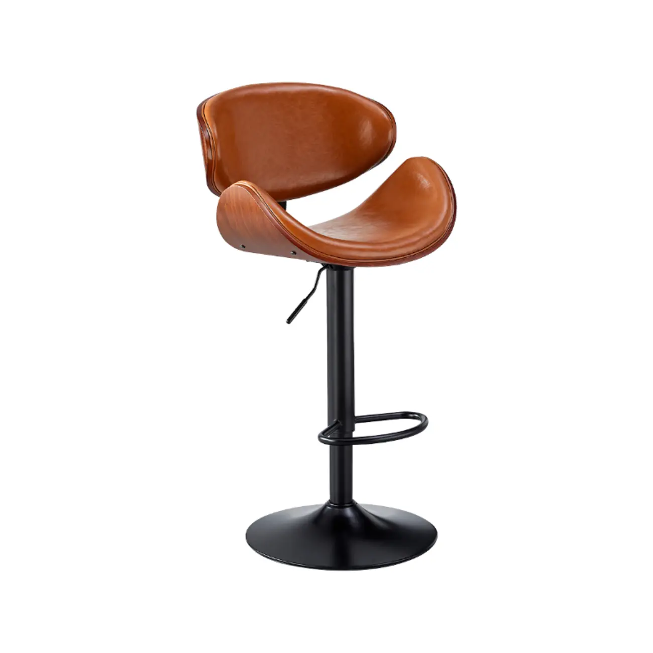 Bucket Adjustable Swivel Leather Bar Stools