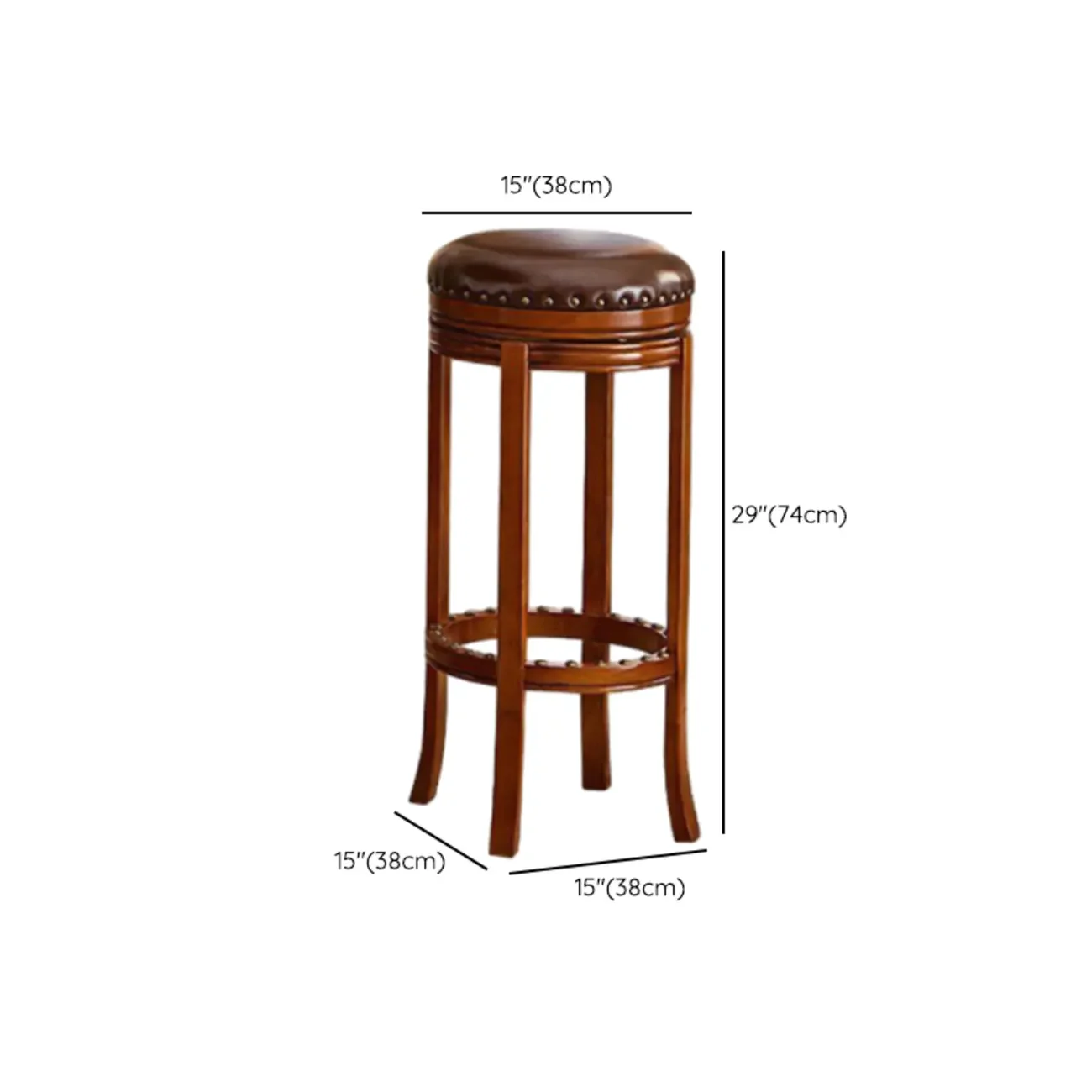 Traditional Brown Rubberwood Cushioned Bar Stools