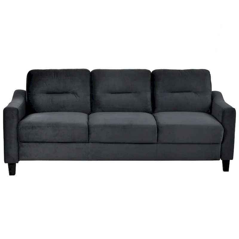 Black 76.7 Velvet 3-seater Sofa with Hardwood Frame and High-Density Foam