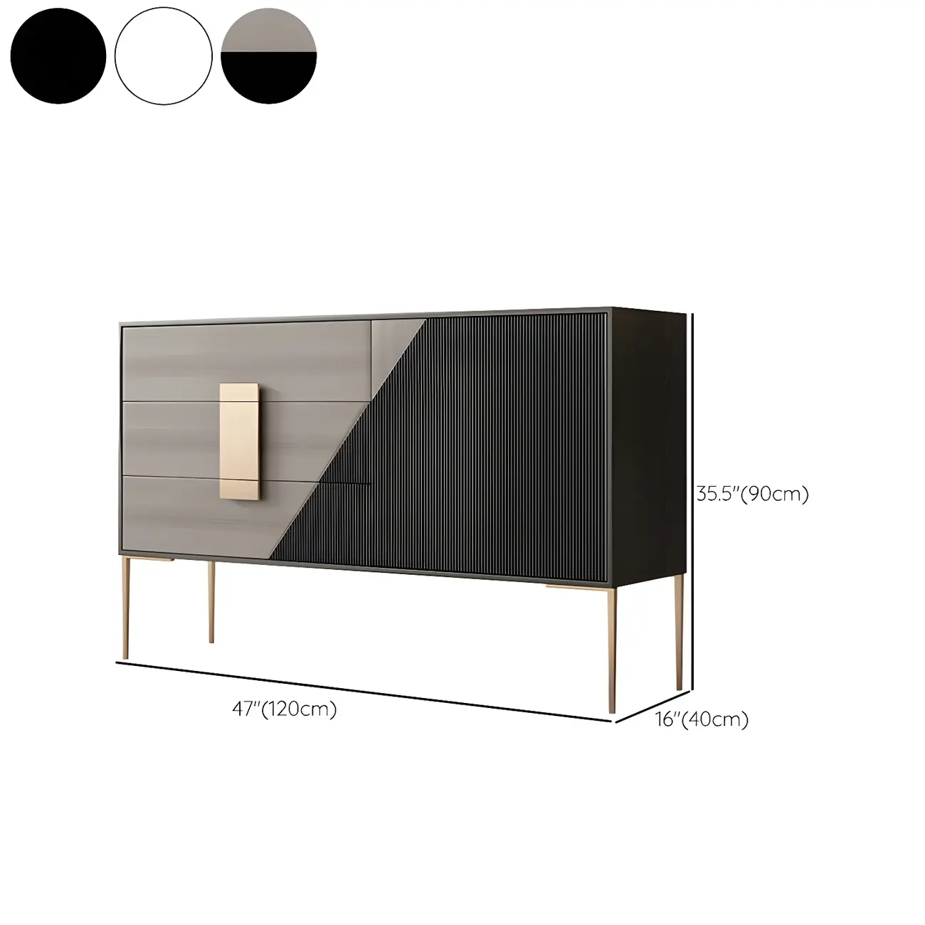 Sleek Black-Gray Wood and Metal Soft-Close Drawers Dresser