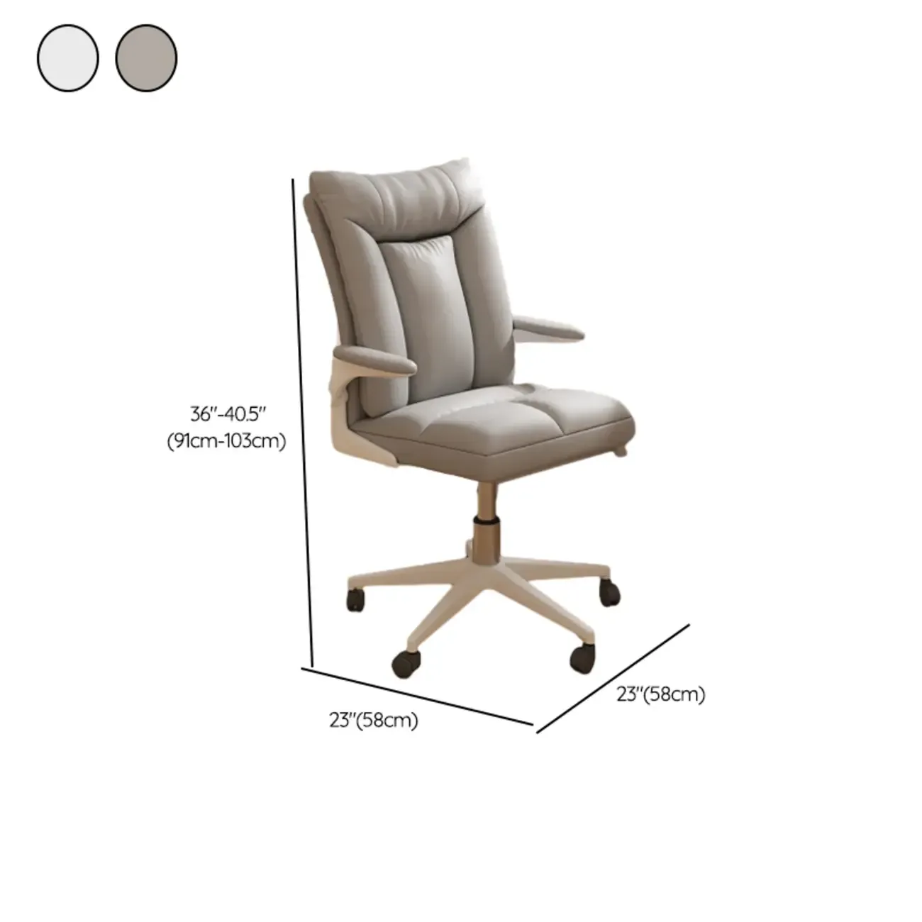 Modern White Fabric Upholstered Adjustable Swivel Office Chair