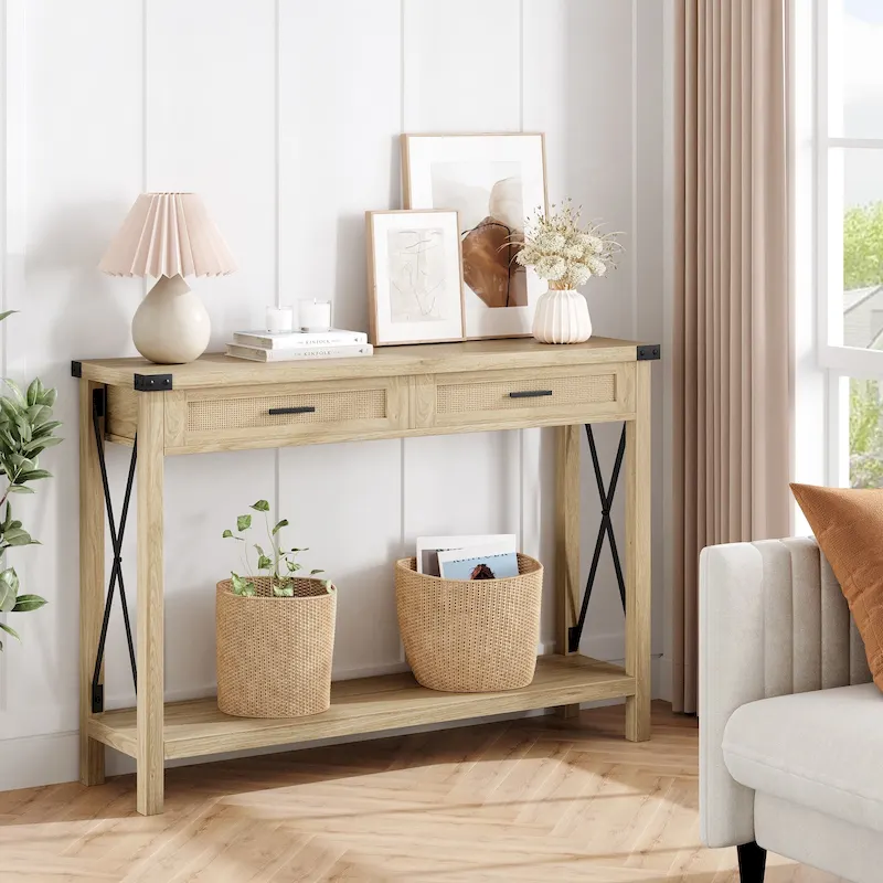 Entryway Table, Console Table Wood Sofa Table with Storage Drawers