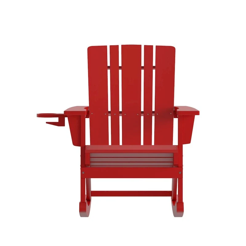 All-Weather Rocking Adirondack Chair with Swiveling Cupholder