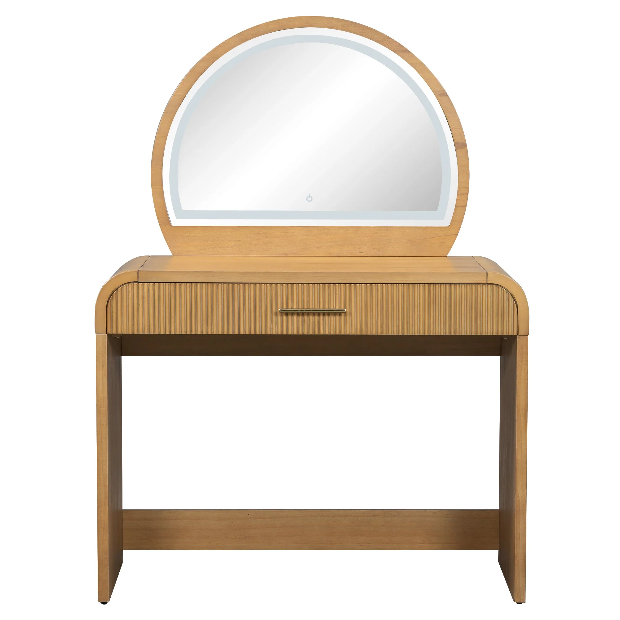 Walker Edison | Modern Reeded Curve Design Makeup Vanity Table