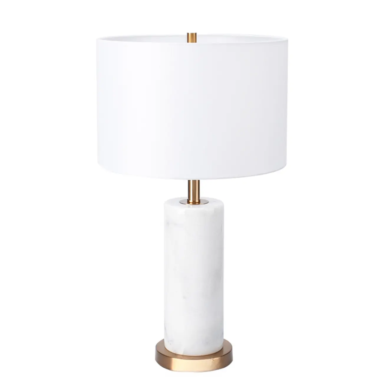 Modern Stone Table Lamp with Fabric Shade, LED Compatible