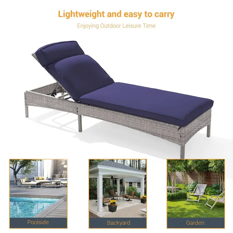LIVOOSUN Patio Chair Rattan Single Lounge Water-Repellent Cushion