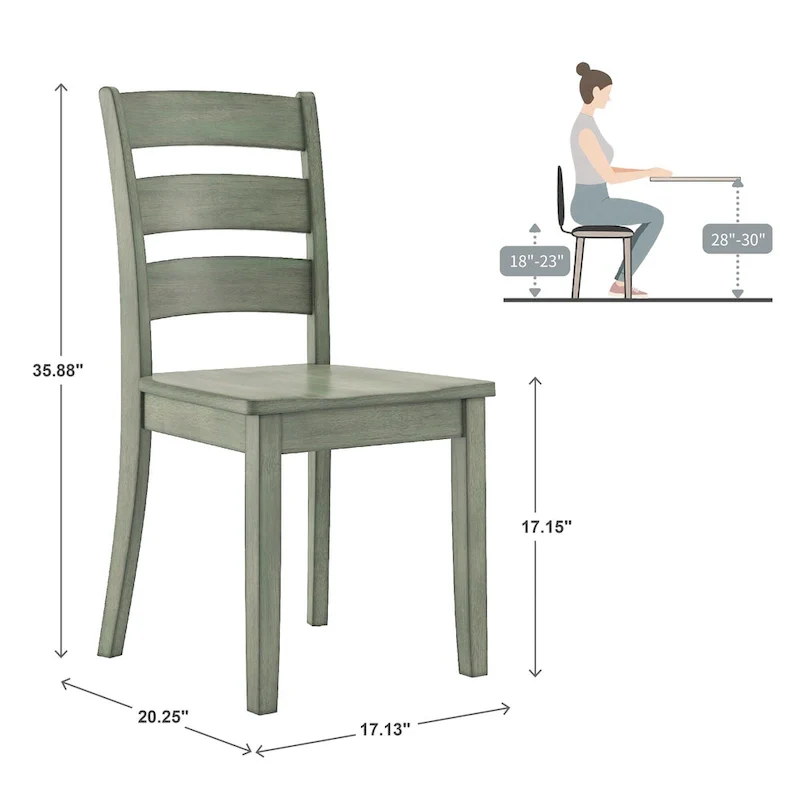 Wilmington II 48-Inch Rectangular Antique Sage Green 5-Piece Dining Set by iNSPIRE Q Classic