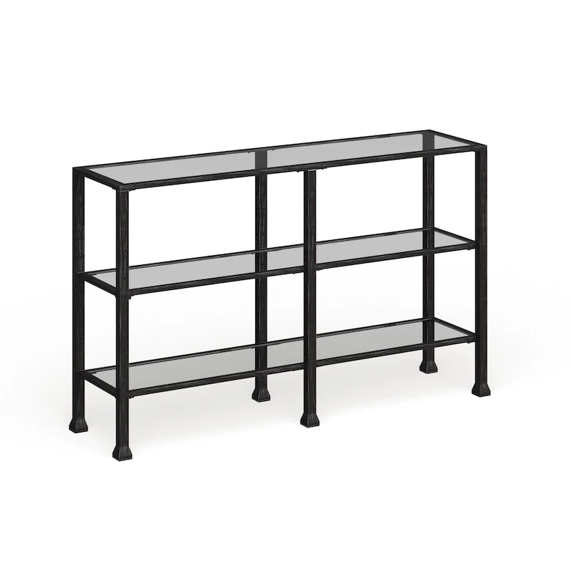 SEI Furniture Esther 3-tier Black Metal and Glass Console Table