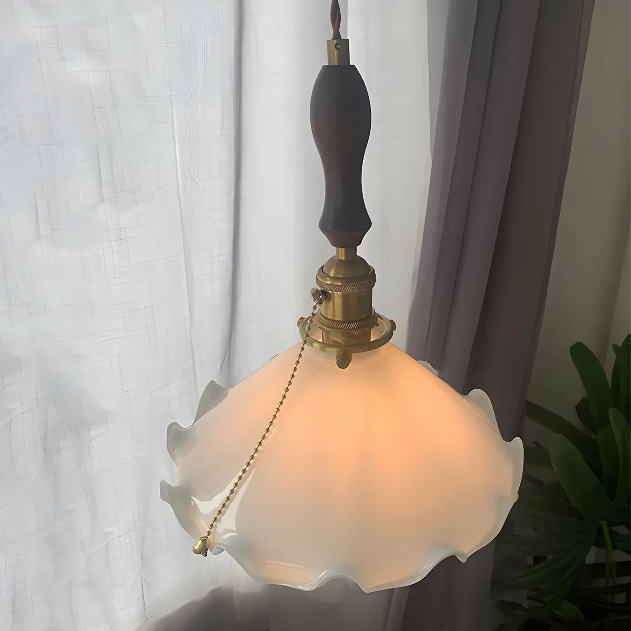 Modern Gold Accent Glass Flower Pendant Light