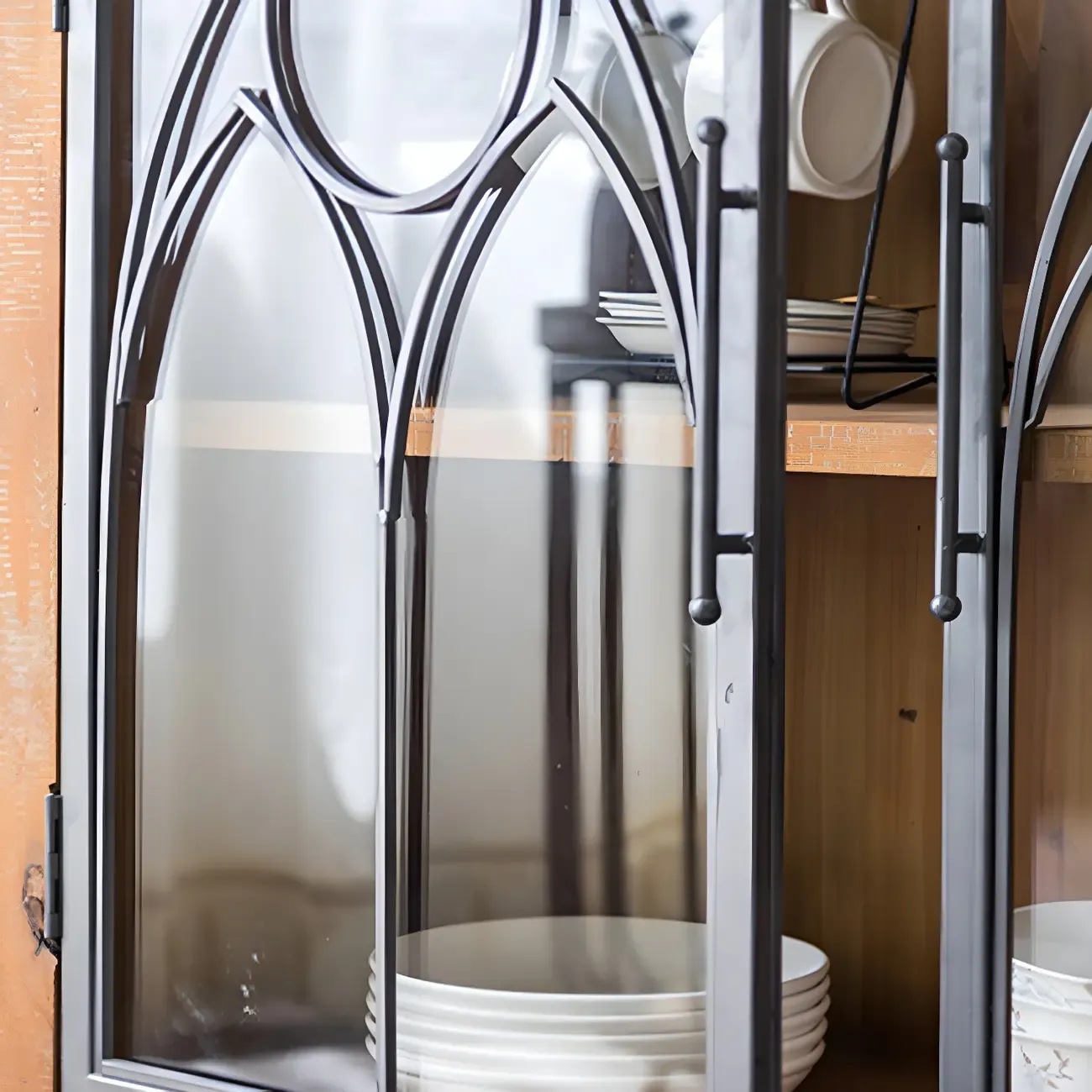 Classic 2-Drawer Brown Medium Wood Glass China Cabinet