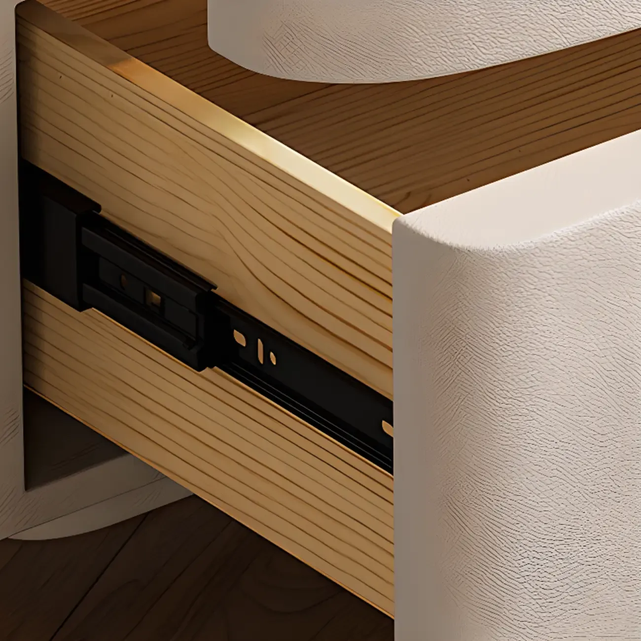 Stylish Black Wooden Wave 3 Drawers Nightstand