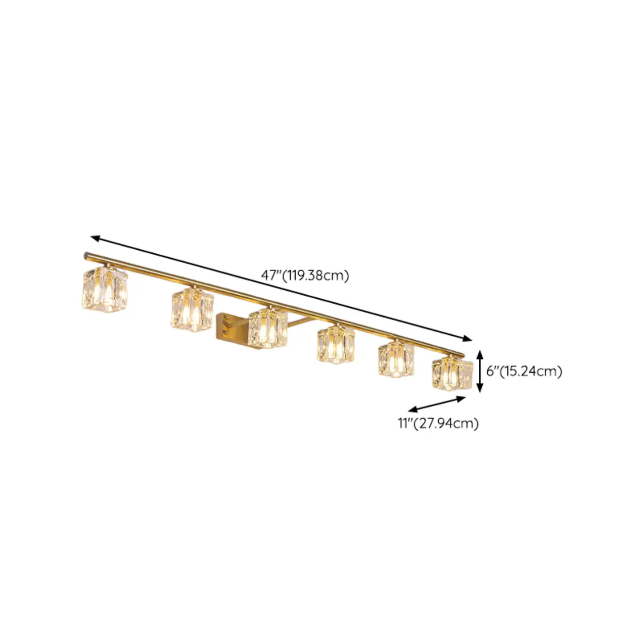 Modern Gold Bathroom Vanity Lights with Clear Crystal Shade