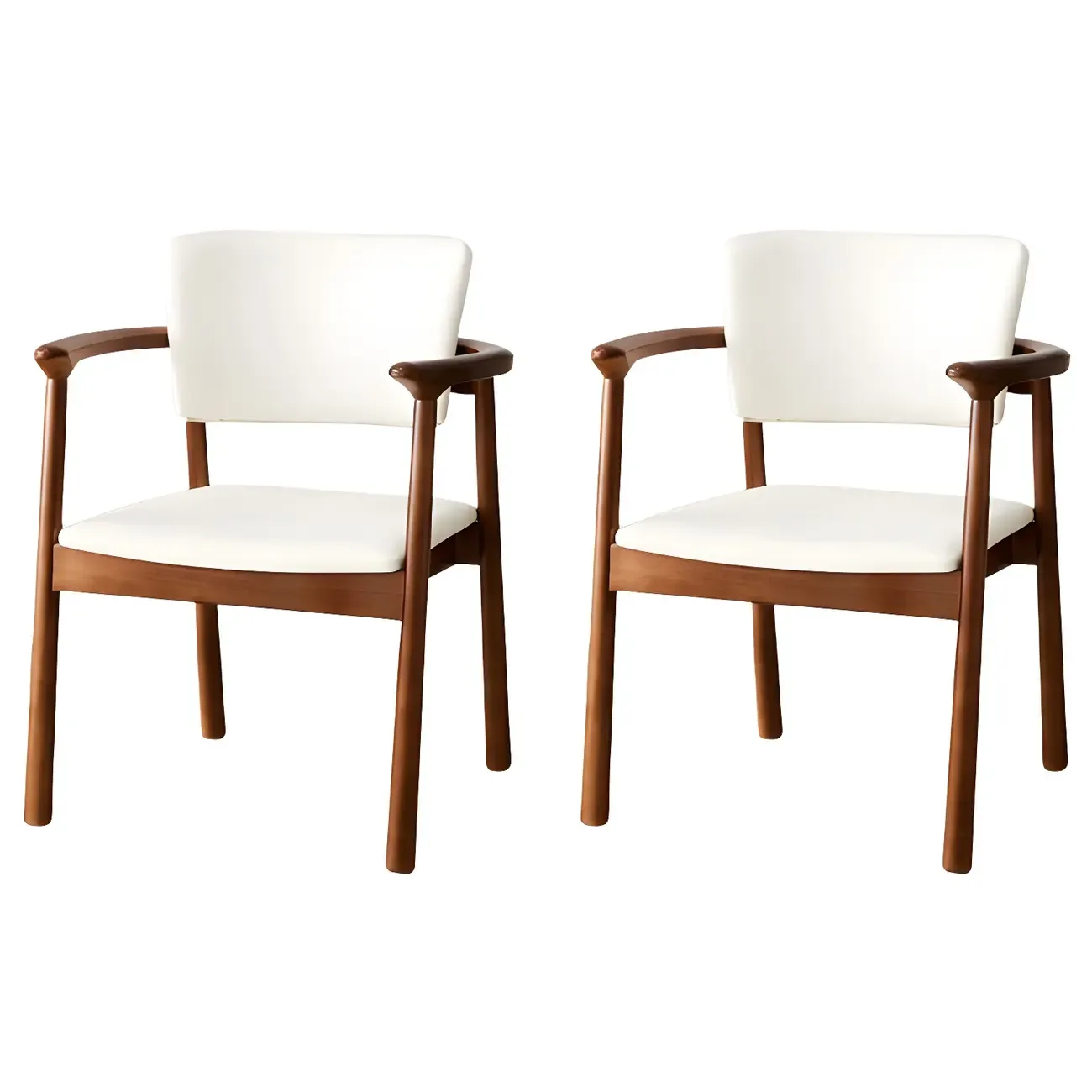 Modern Upholstered Rubberwood Arm Dining Chair Set of 2
