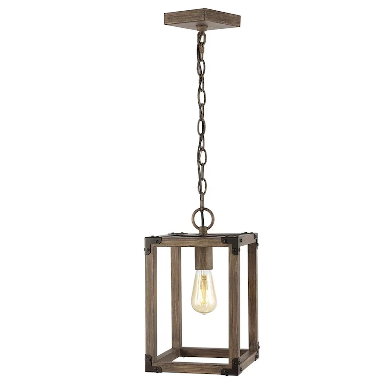 Turing 8.13  Adjustable Iron Rustic Farmhouse LED Pendant, Brown by JONATHAN Y