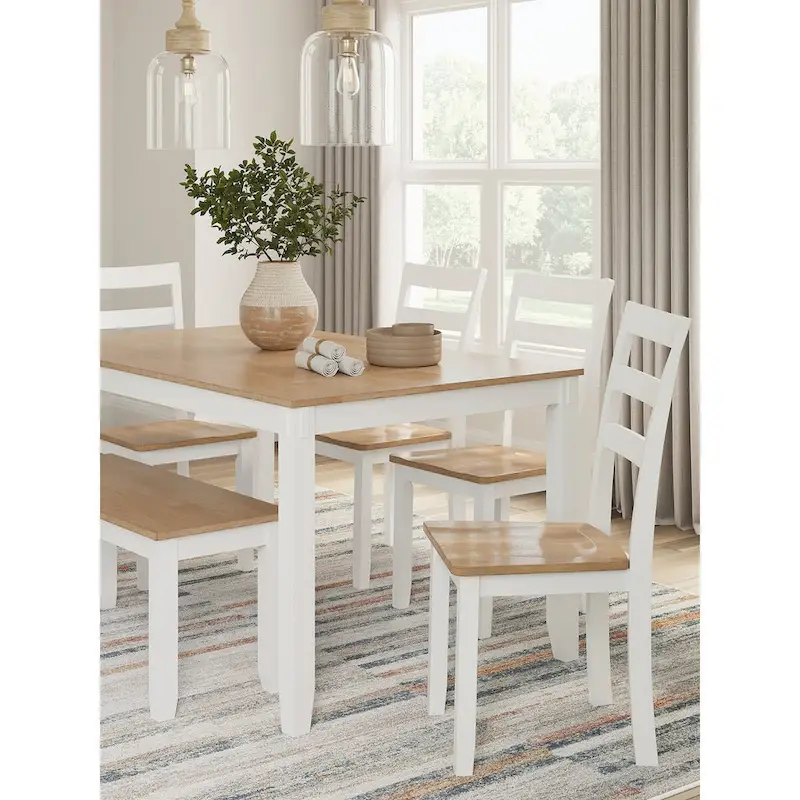Signature Design by Ashley Gesthaven Dining Table with 4 Chairs and Bench (Set of 6)