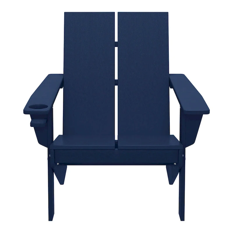 Polytrends Coastin Modern Poly Adirondack Chair (Set of 2), Black