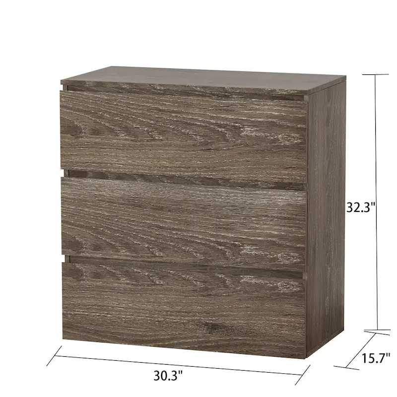 3 Drawer 32.3H x 30.3 W Nightstand Chest Cabinet Dresser Bedroom Storage