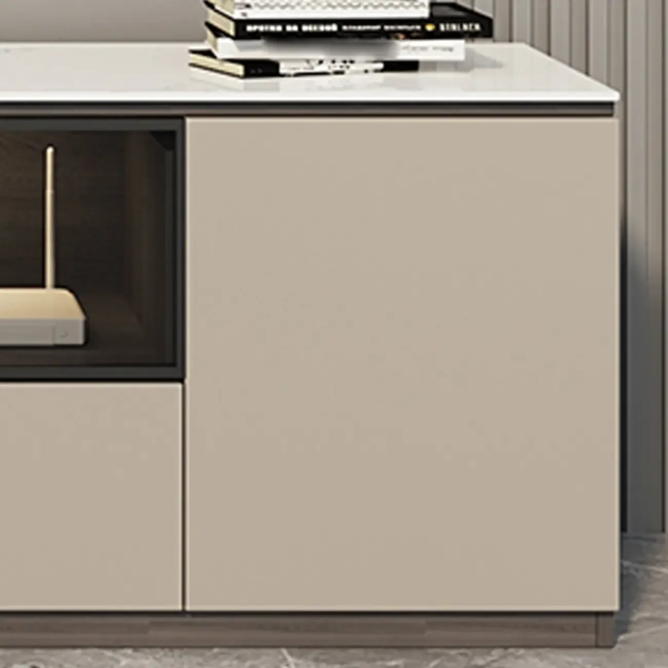 94 Dark Gray Stone Long Cabinet TV Stand with LED Lights