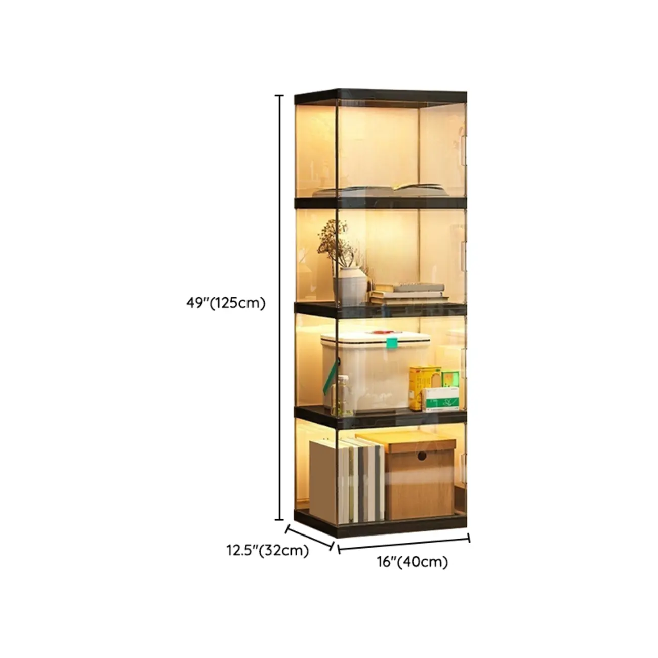 Modern Acrylic 5-Tier Lighted Display Bookcase