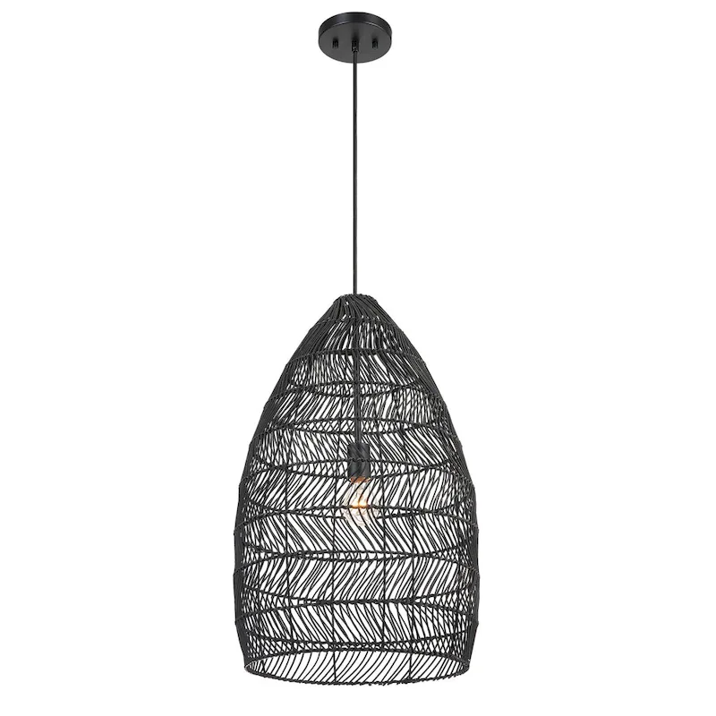 Uttermost 21588 Nandi 15  Wide Pendant with Rattan Shade