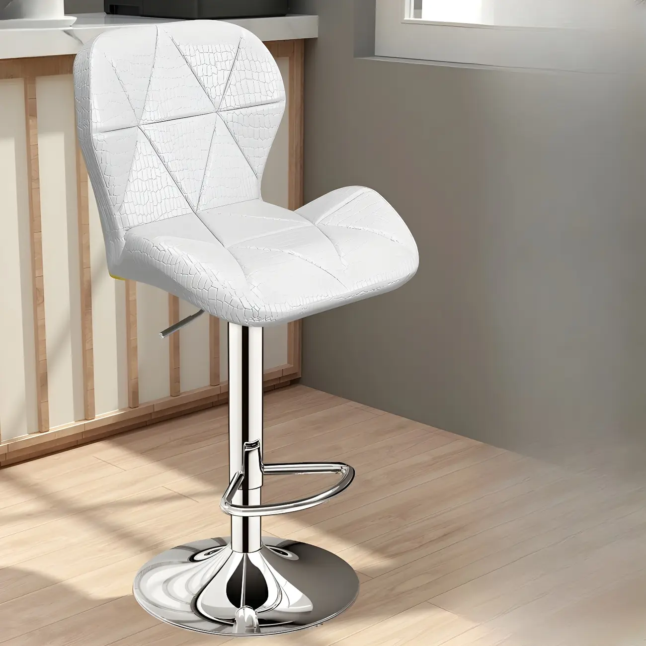 Square Adjustable Swivel Leather Bar Stools with Back
