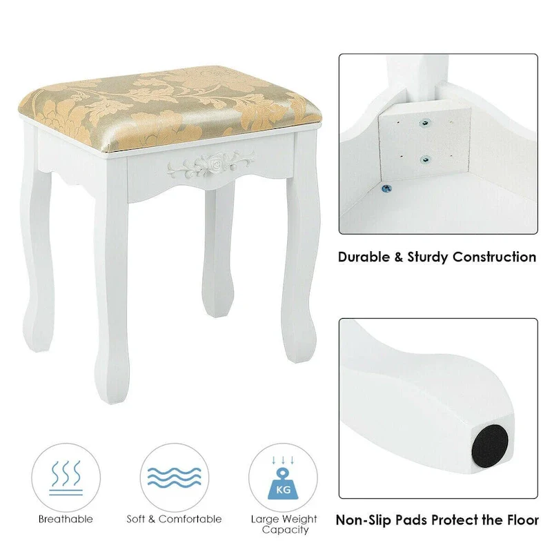 Costway Vanity Table Dressing Table 5 Make Up Table Stool