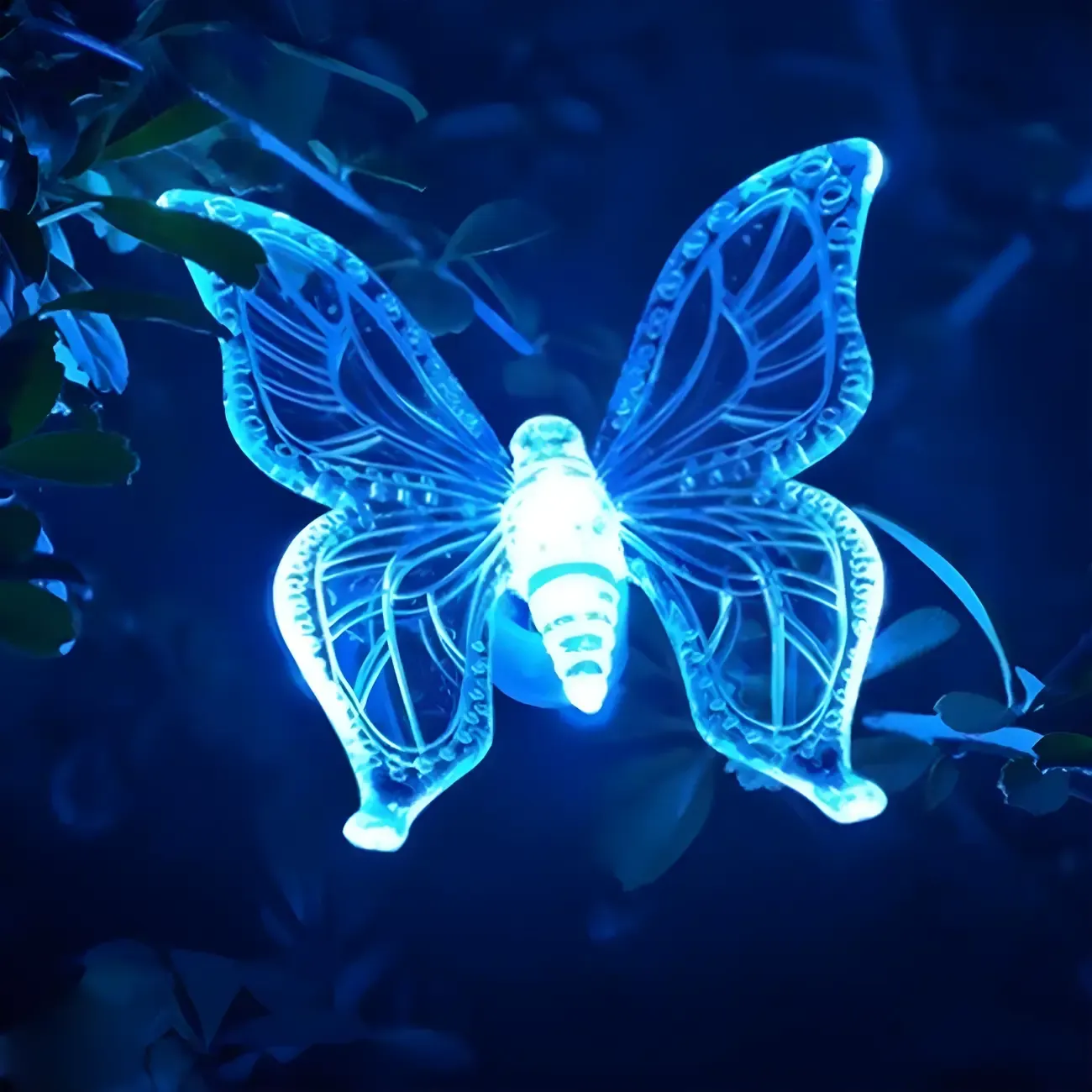 Plastic Blue Butterfly Shaped LED Lawn Decor Light